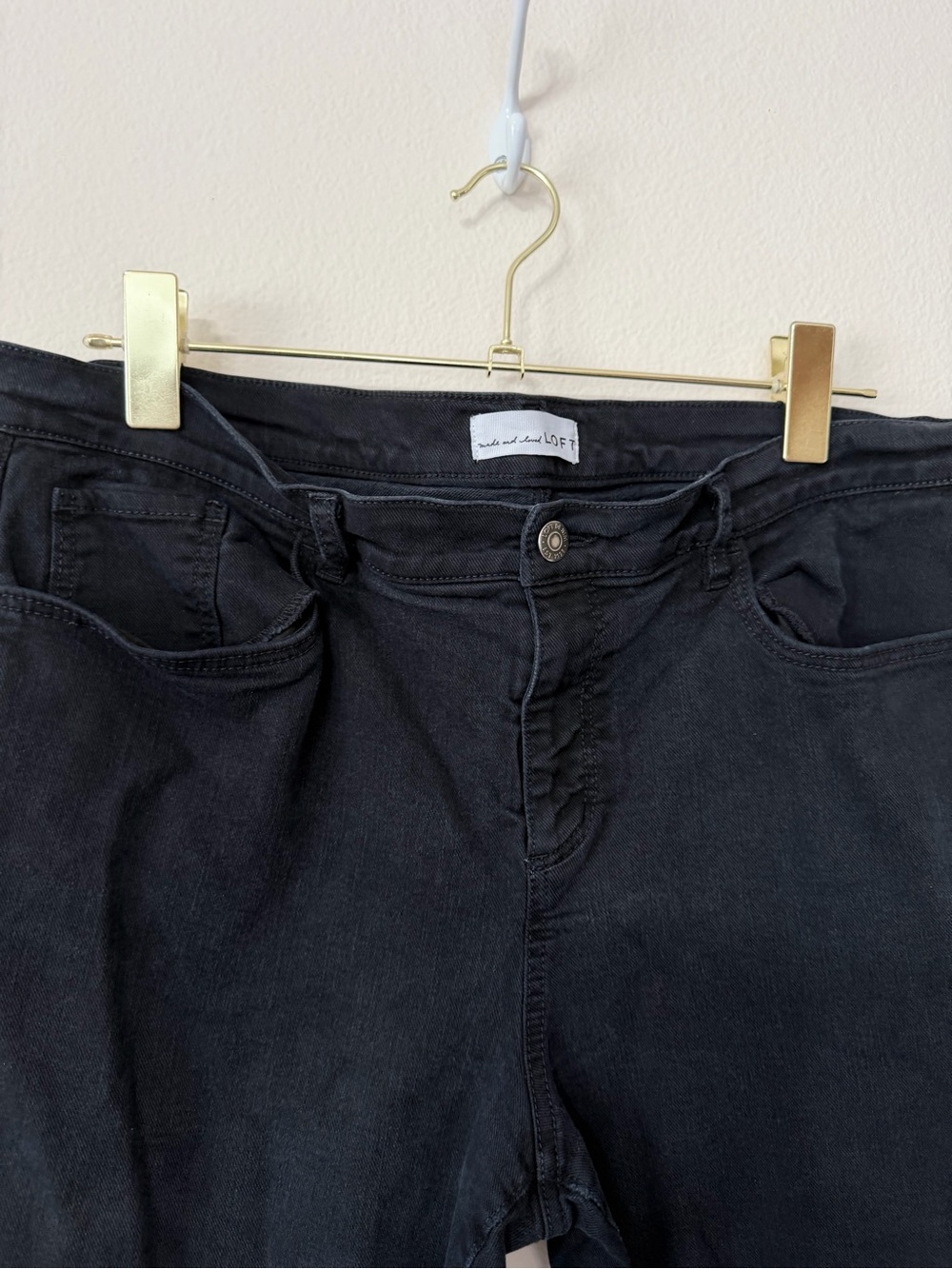 The Loft HEMMED black jeans size 14 - Picture 6 of 8